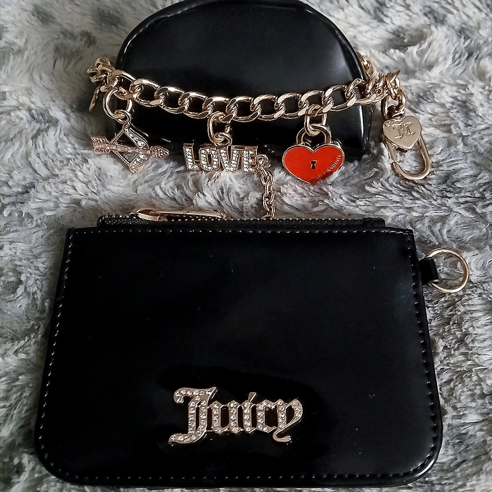 Juicy Couture Black Coin Purse with Gold Accents
